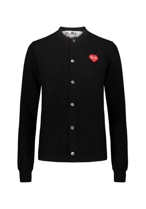 Comme Des Garçons Play Black Cardigan With Red Pixelated Heart