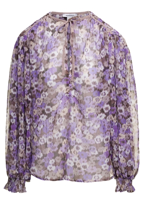 Sabina Musayev Atara Purple Blosue With All-Over Floreal Print In Polyester Woman