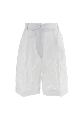 Kiton Embroidered Linen Bermuda Shorts