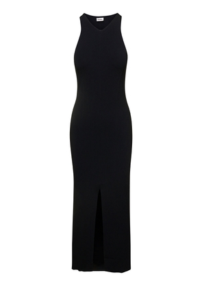 Nanushka Elia Long Black Dress With Front Split In Viscose Blend Woman