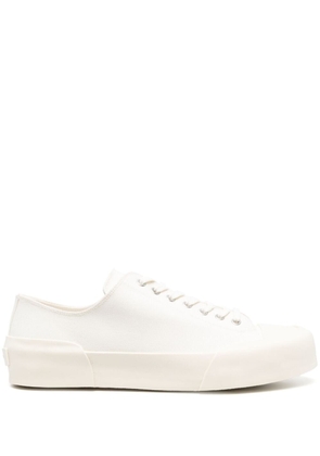 Jil Sander White Lace-Up Low Top Sneakers In Canvas Man
