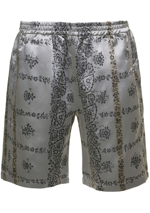 Needles Silver Shorts With Al-Over Floreal Print In Cupro Woman