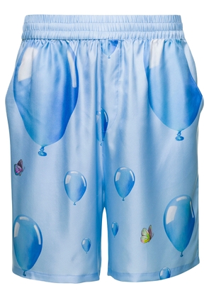 3.paradis Light-Blue Shorts With Balloon Print All-Over In Polyester Man