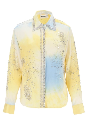 Des Phemmes Silk Satin Shirt With Tie-Dye Effect And Appliques