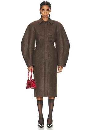 JACQUEMUS Le Manteau Croissant Coat in Dark Brown - Brown. Size 36 (also in ).