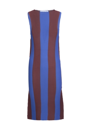 Sunnei Blue/brown Pleated Midi Dress