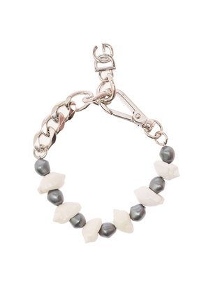 Dolce & Gabbana Silver-Colored Bracelet With Shell And Logo Charm In Brass Woman