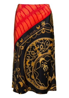 Marine Serre Midi Multicolor Skirt With All-Over Ornament Jewelry Print In Silk Woman