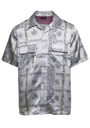 Needles Silver Bowling Shirt With All-Over Floreal Print In Cupro Man