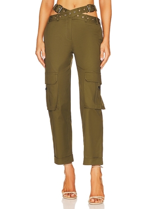 Monse Criss Cross Waistband Cargo Pocket Pants in Army. Size 8.