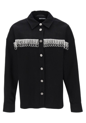 Rotate By Birger Christensen Overshirt With Crystal Fringes