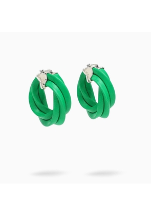 Bottega Veneta Green Twisted Hoop Earrings
