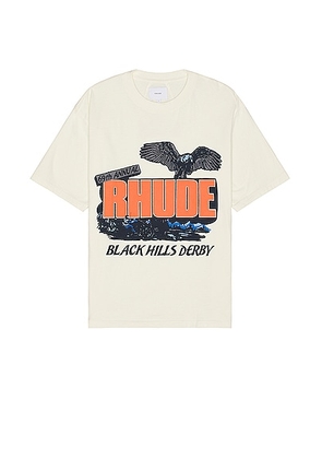 Rhude Black Hills Rally Tee in Vintage White - White. Size M (also in ).