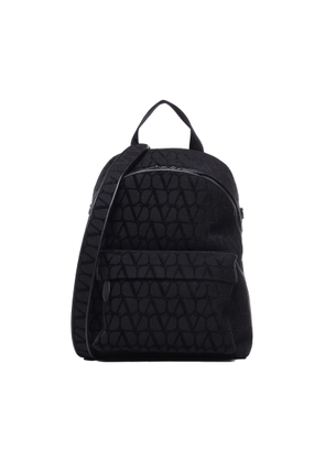 Valentino Garavani Toile Iconographe Backpack In Toile Iconographe With Leather Details