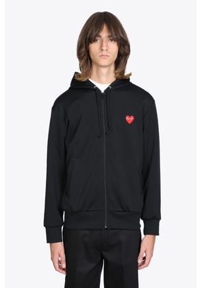 Comme Des Garçons Play Mens Sweatshirt Knit Black Zip-Up Hoodie With Red Heart Patch.