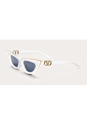 Valentino Eyewear V-Goldcut I - White / Yellow Gold Sunglasses