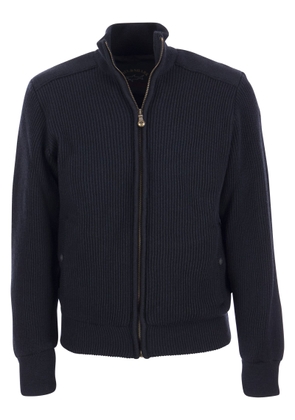 Paul & shark Wool Cardigan With Zip And Iconic Badge