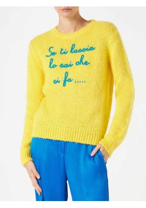 Mc2 Saint Barth Woman Yellow Brushed Sweater With Embroidery