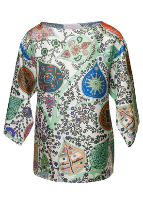 Alberto Biani Multicolor Cape Top With All-Over Graphic Print In Silk Woman