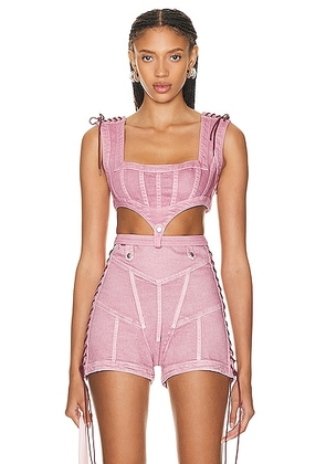 Jean Paul Gaultier X KNWLS Washed Laced Sleeveless Crop Top in Lila - Rose. Size 34 (also in ).