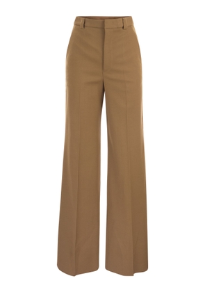 Red Valentino Wide Trousers In Viscose And Wool