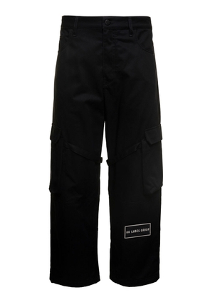 44 Label Group Helm Black Cargo Pants With Logo Patch In Cotton Man