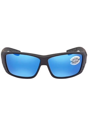 Costa Del Mar CAT CAY Blue Mirror Polarized Glass Rectangular Mens Sunglasses AT 01 OBMGLP 61