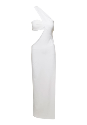 Monot White One Shoulder Asymmetrical Dress With Side Cutout In Polyester Woman
