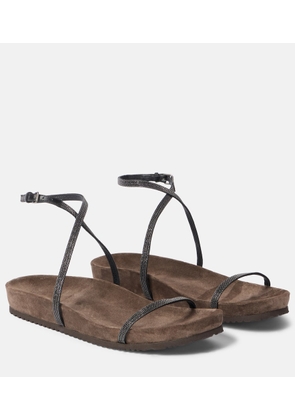Brunello Cucinelli Embellished leather sandals