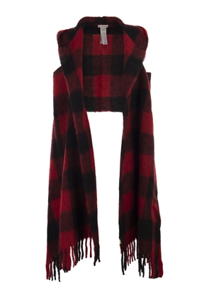 Woolrich Hooded Scarf With Checked Pattern