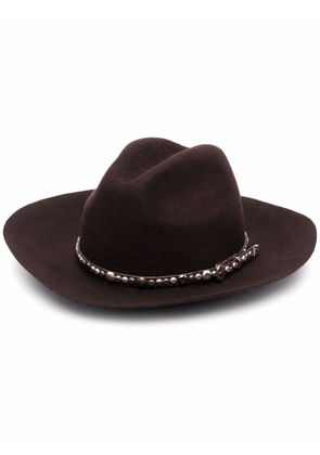 Golden Goose Golden Fedora Hat Felt With Studded Leather Belt