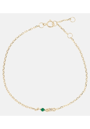 Stone and Strand Tiny Emerald Goddess 14kt gold bracelet with emerald and diamonds