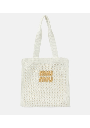 Miu Miu Medium logo crochet tote bag