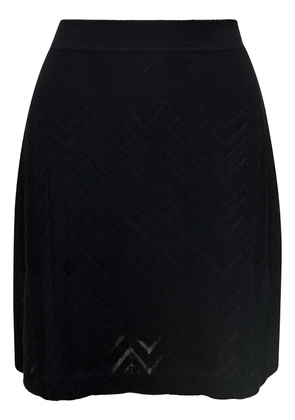 Missoni Wool Viscose Solid Colored Chevron Mini Skirt