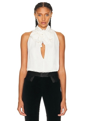 TOM FORD Tied Halterneck Top in Chalk - Ivory. Size 40 (also in 38, 42).