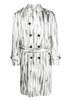 John Richmond Double Breasted Trench With Allover Pattern