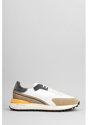 D.a.t.e. Lampo Sneakers In White Suede And Fabric