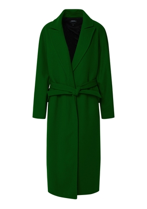 A.p.c. Florence Coat In Green Virgin Wool Blend
