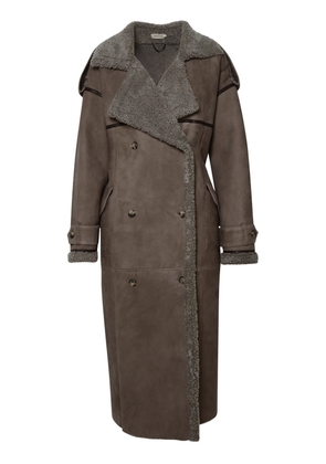 The Mannei Jordan Dove Grey Suede Coat