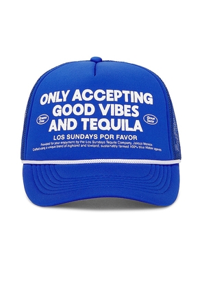 Los Sundays The Drama Free Trucker Hat in Blue.