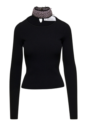 Giuseppe Di Morabito Black Top Wuth Embellished Neck And Cut-Out In Wool Blend Woman