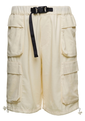 Bonsai Beige Cargo Shorts With Buckle Fastening In Stretch Wool Man