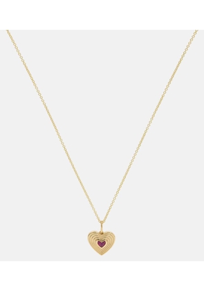 Sydney Evan Fluted Heart 14kt gold chain necklace with ruby