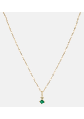 Stone and Strand Tiny Emerald Goddess 14kt gold choker with emeralds and diamonds