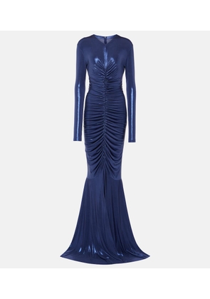 Norma Kamali Ruched lamé gown