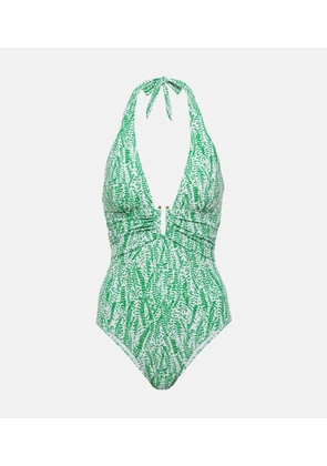 Heidi Klein Belle Mare printed halterneck swimsuit
