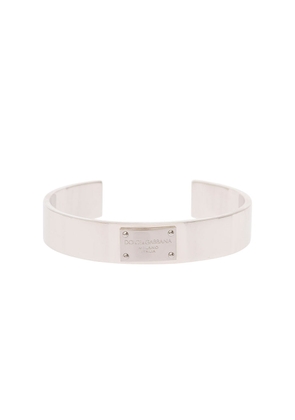 Dolce & Gabbana Silver-Colored Bracelet With Logo Plaque In Brass Man