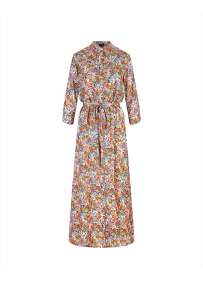 Aspesi Long Shirt Dress With Pink And Orange Floral Pattern