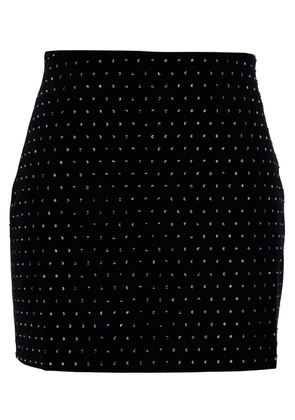 The Andamane Nerea Black Mini-Skirt With All-Over Rhinestone In Polyester Blend Woman