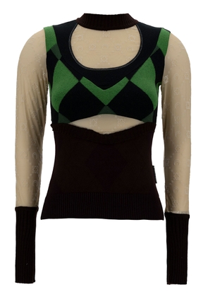 Marine Serre Multicolor Sweater With Crescent Moon And Diamond Motif In Cotton Woman